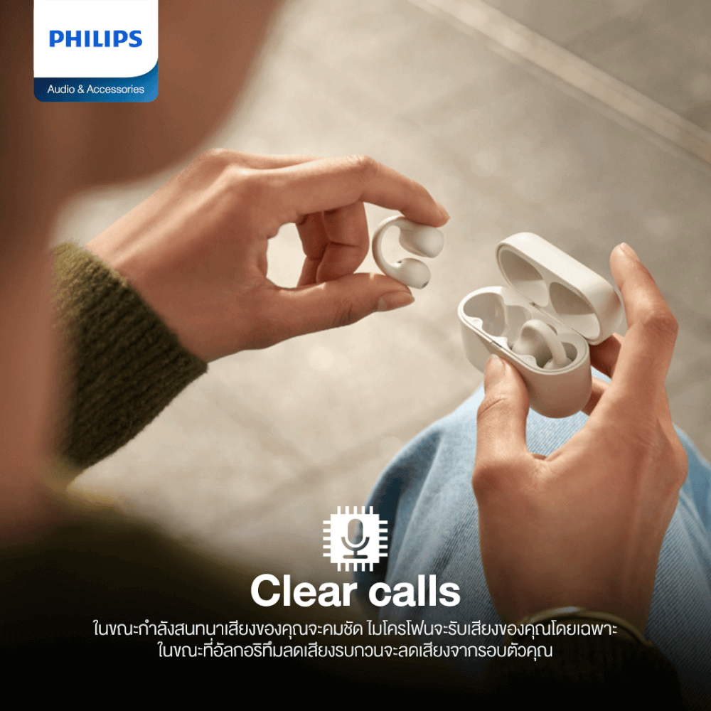 หูฟังไร้สาย PHILIPS TAQ2000WT/97 BLUETOOTH 5.4 ใช้งาน 28 ชั่วโมง สีขาว (2000 ซีรี่ย์)
